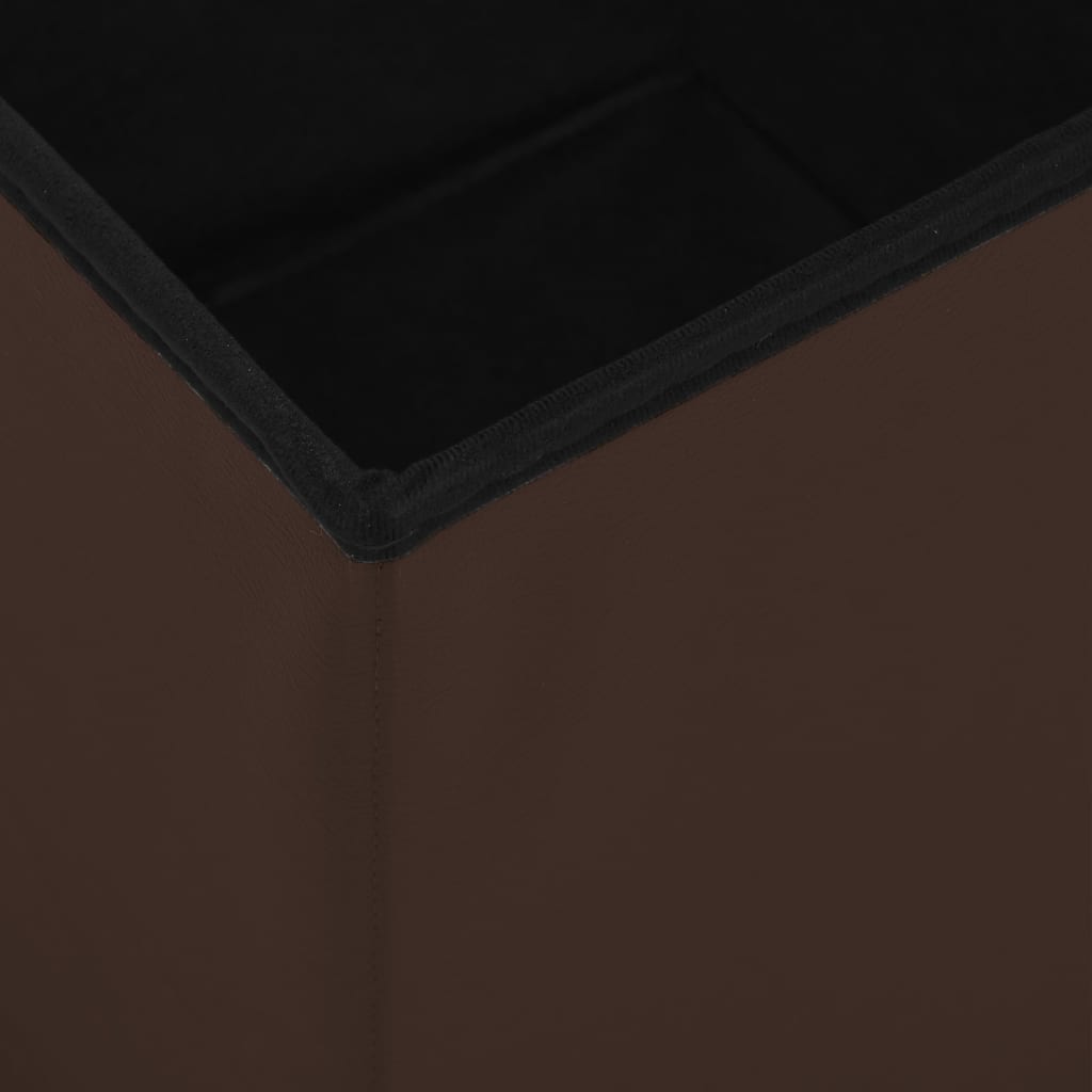 Sgabello con Contenitore Pieghevole Marrone in PVC - homemem39