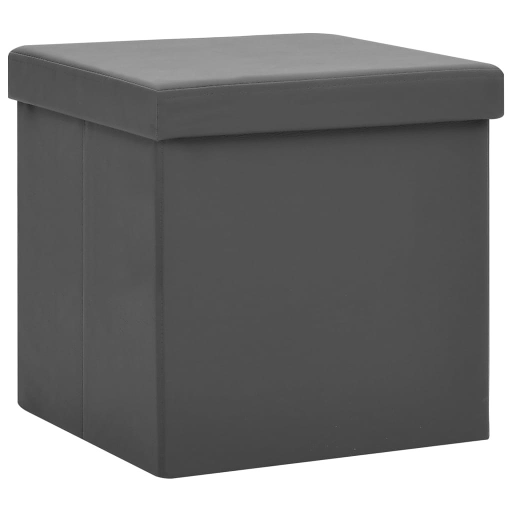 Sgabello con Contenitore Pieghevole Grigio in PVC - homemem39