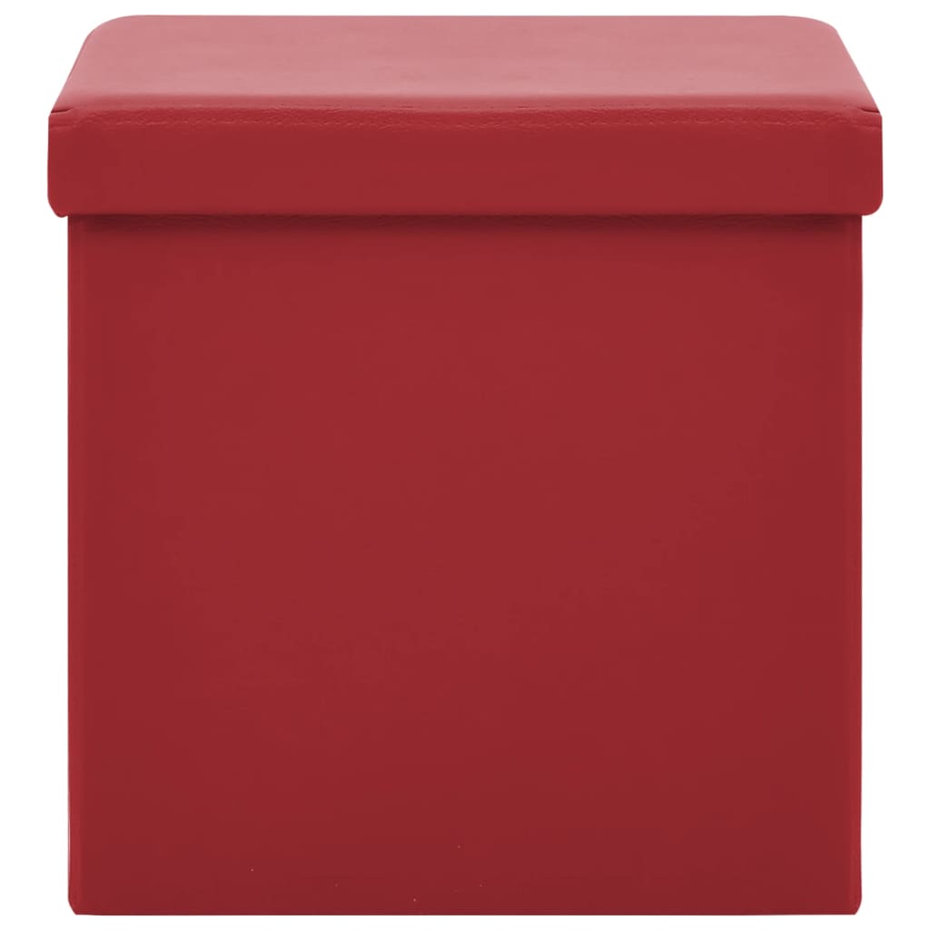 Sgabello con Contenitore Pieghevole Rosso Vino in PVC - homemem39