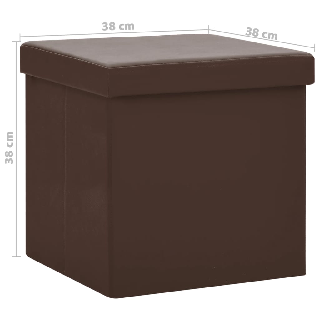 Sgabelli con Contenitore Pieghevoli 2 pz Marroni in PVC | homemem39