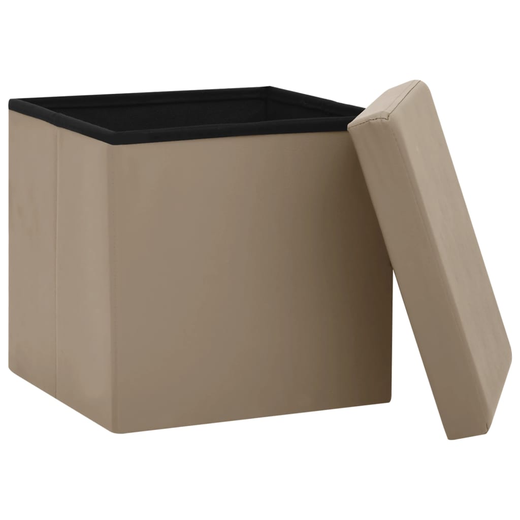 Sgabelli con Contenitore Pieghevoli 2 pz Cappuccino in PVC - homemem39