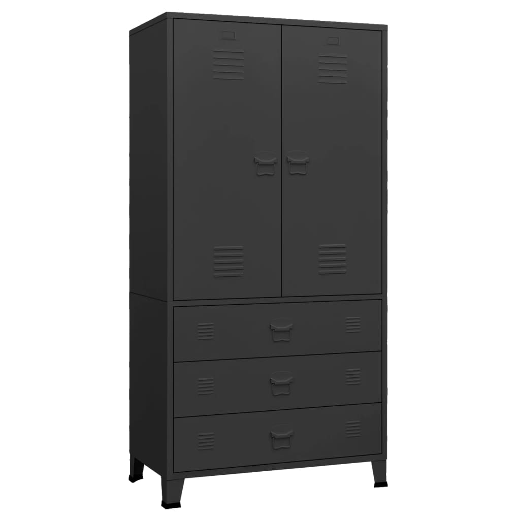 Armadio Industriale Nero 90x50x180 cm in Metallo - homemem39