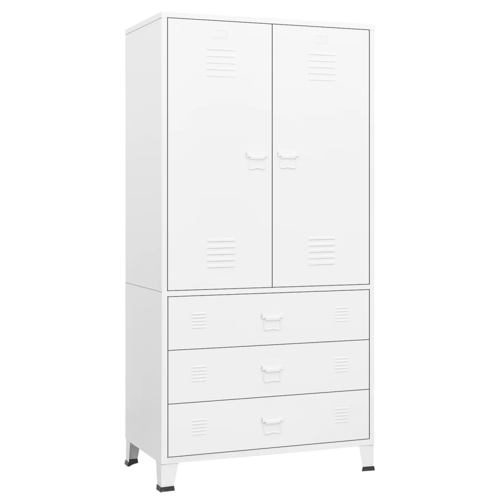 Armadio Bianco Industriale 90x50x180 cm in Metallo - homemem39
