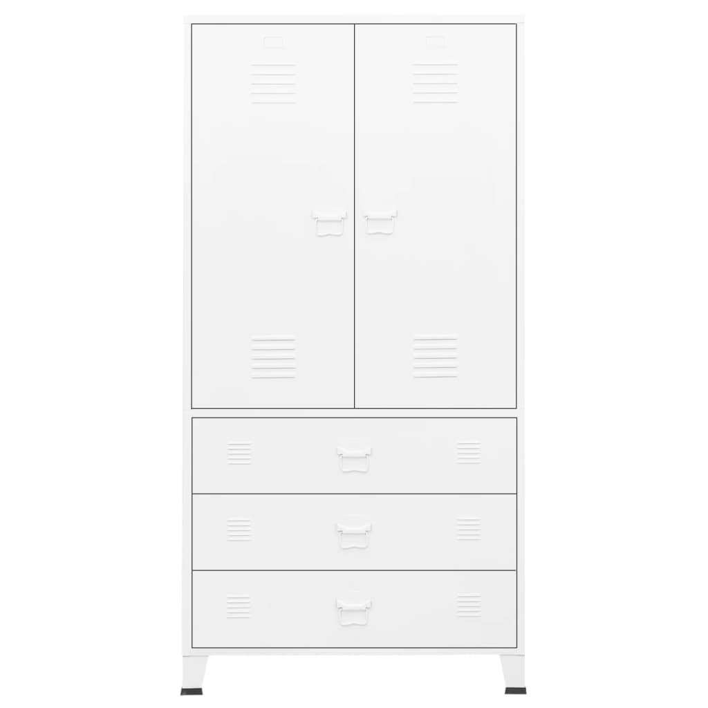 Armadio Bianco Industriale 90x50x180 cm in Metallo - homemem39