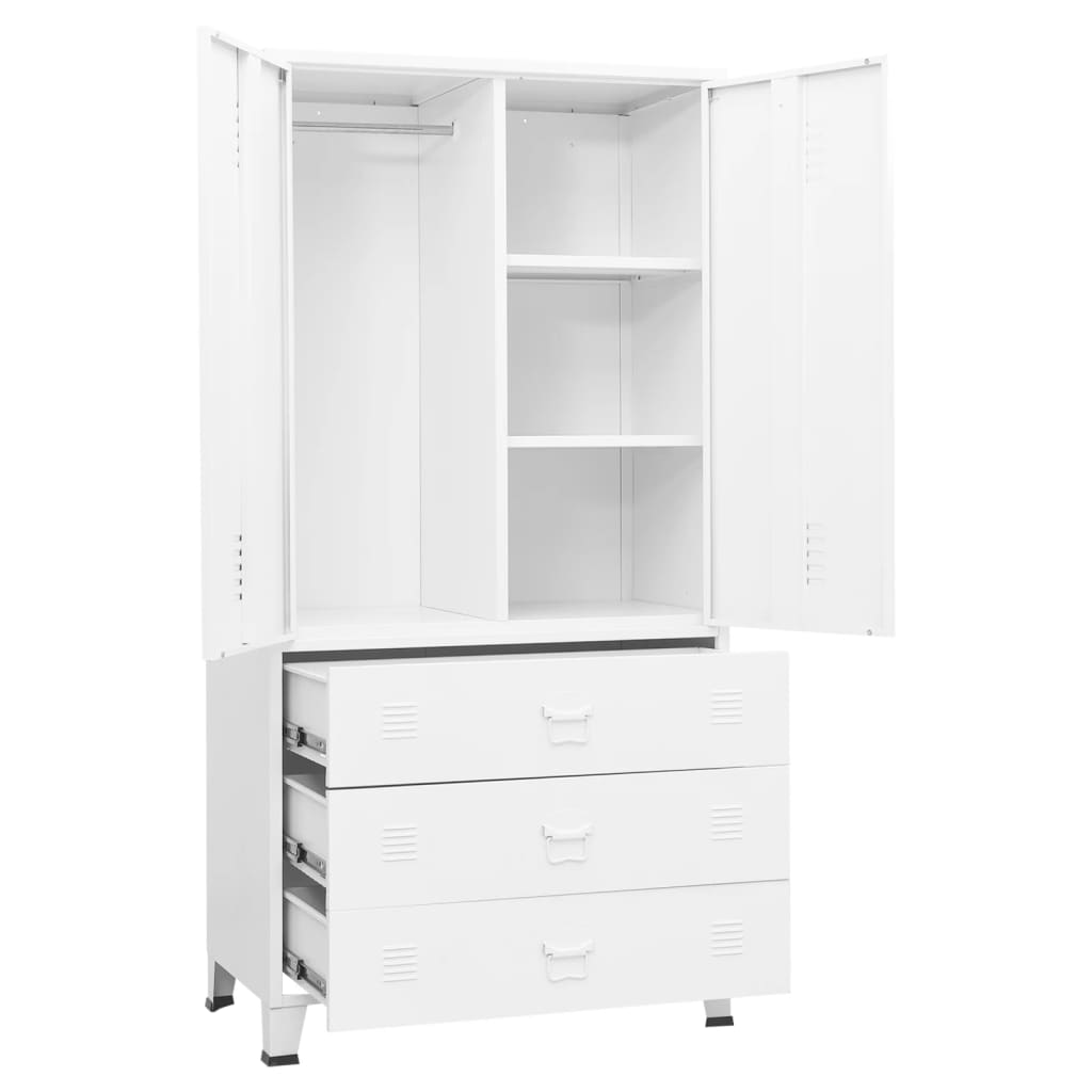 Armadio Bianco Industriale 90x50x180 cm in Metallo - homemem39