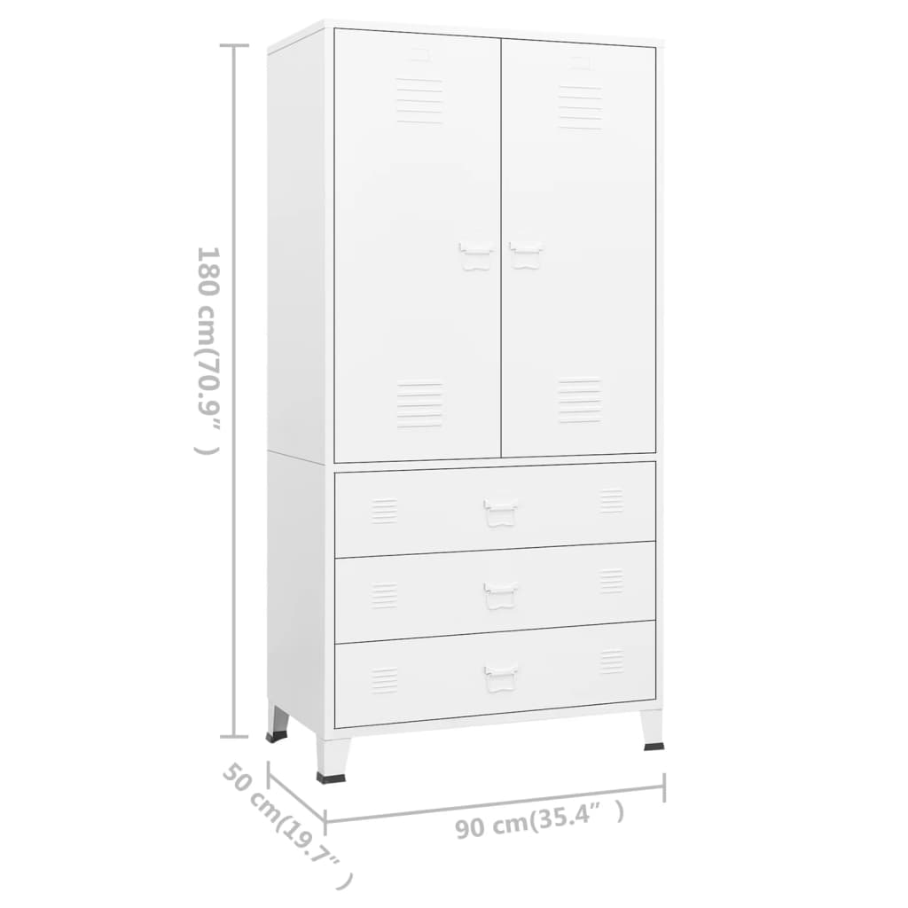 Armadio Bianco Industriale 90x50x180 cm in Metallo - homemem39