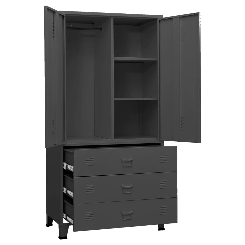 Armadio Antracite Industriale 90x50x180 cm in Metallo - homemem39