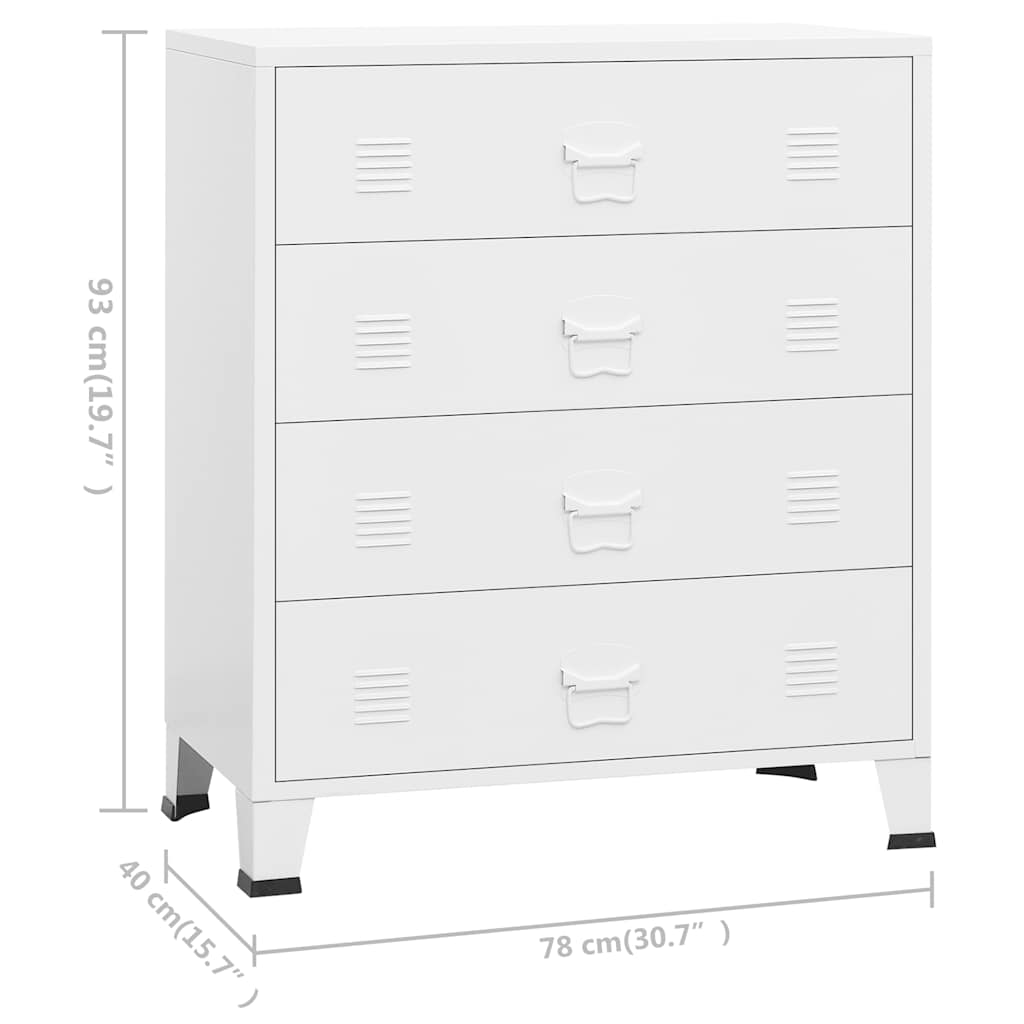 Cassettiera Industriale Bianca 78x40x93 cm in Metallo | homemem39
