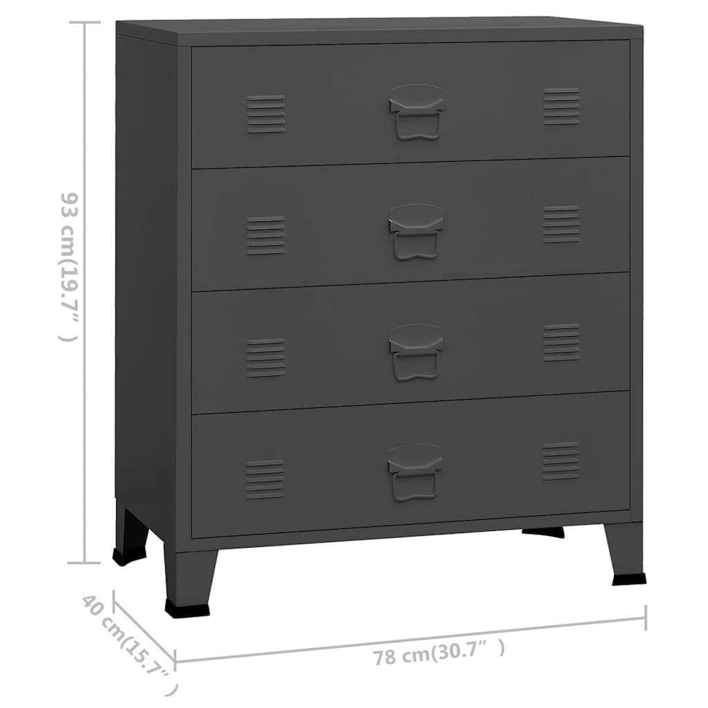 Cassettiera Industriale Antracite 78x40x93 cm in Metallo | homemem39