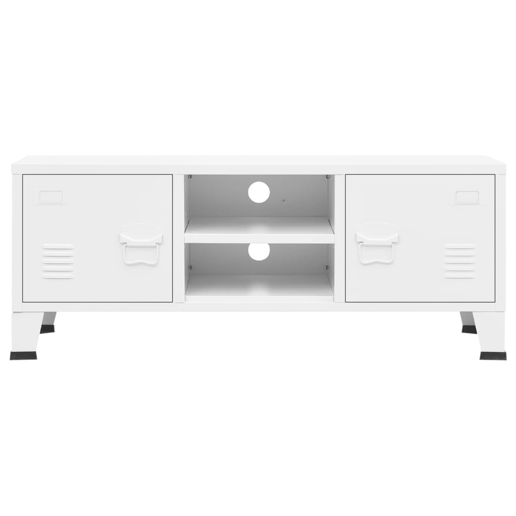 Mobile TV Industriale Bianco 105x35x42 cm in Metallo - homemem39