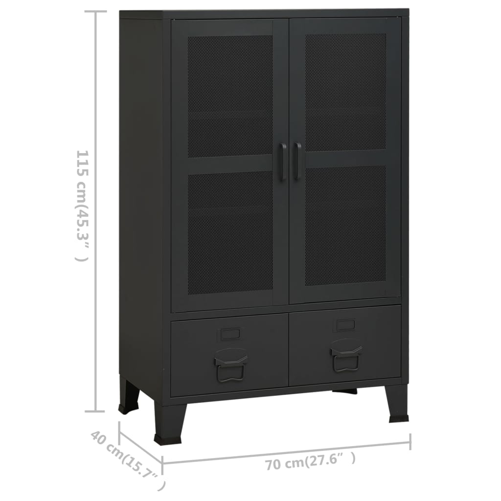 Armadio Classificatore Industriale Nero 70x40x115 cm in Metallo