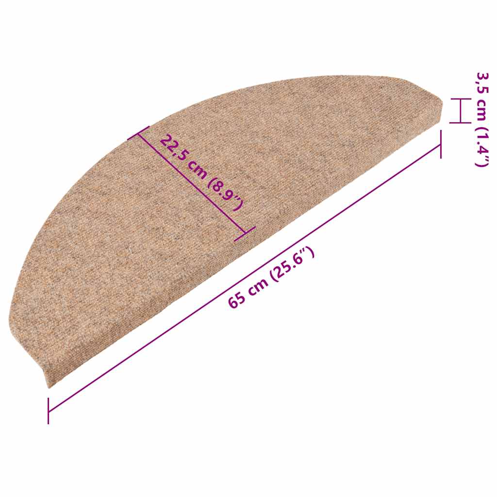 Tappetini Autoadesivi per Scale 15 pz 65x22,5x3,5 cm Beige - homemem39