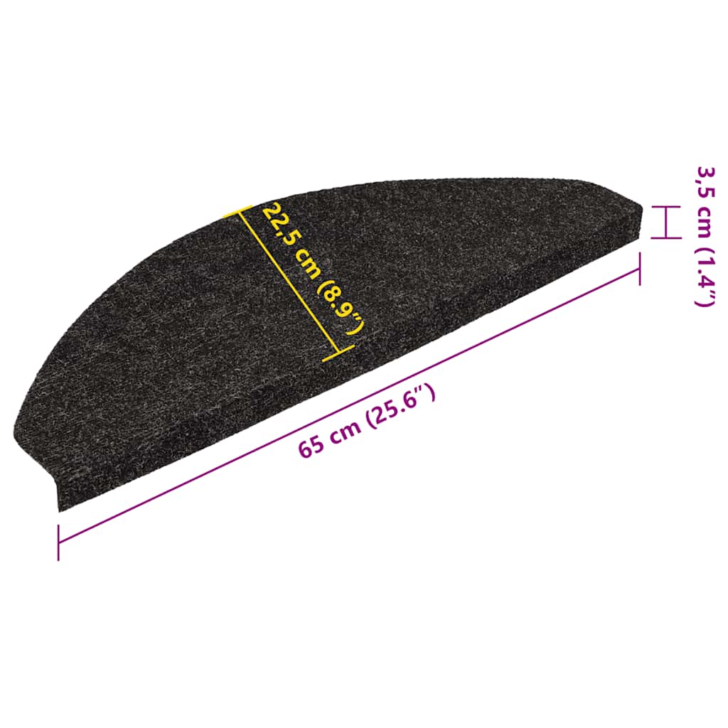Tappetini Autoadesivi per Scale 15 pz 65x22,5x3,5 cm Antracite - homemem39