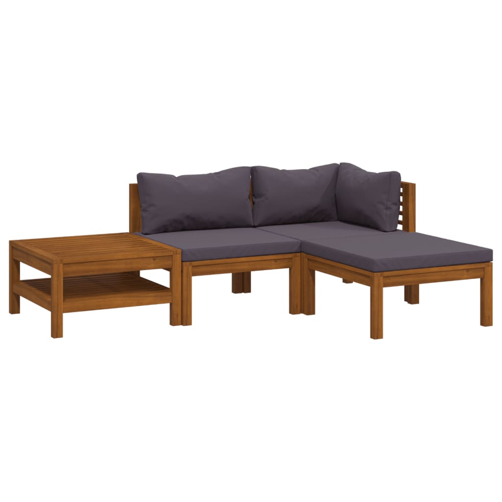 Set Divani da Giardino 4 pz con Cuscini in Massello di Acacia - homemem39