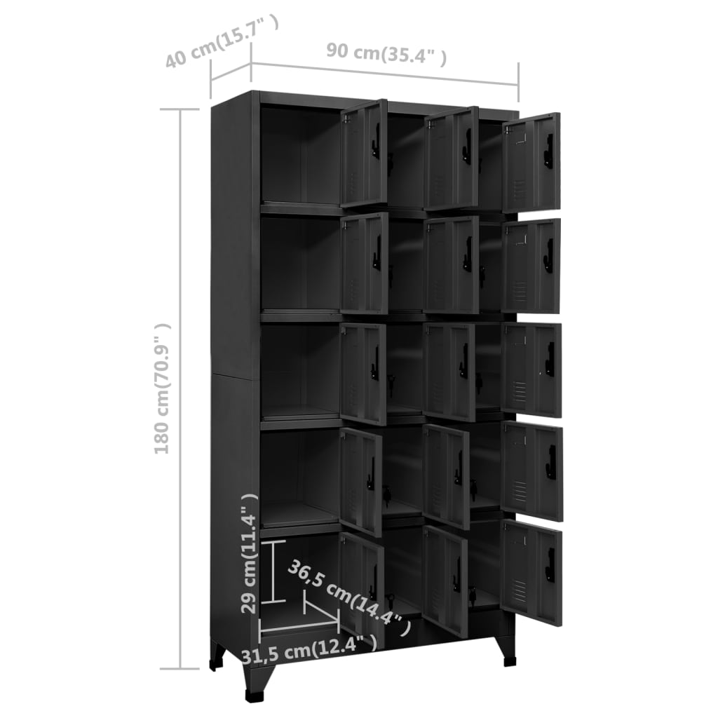Armadietto con Serratura Antracite 90x40x180 cm in Acciaio - homemem39