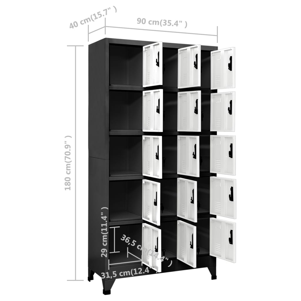 Armadietto con Serratura Antracite e Bianco 90x40x180cm Acciaio - homemem39