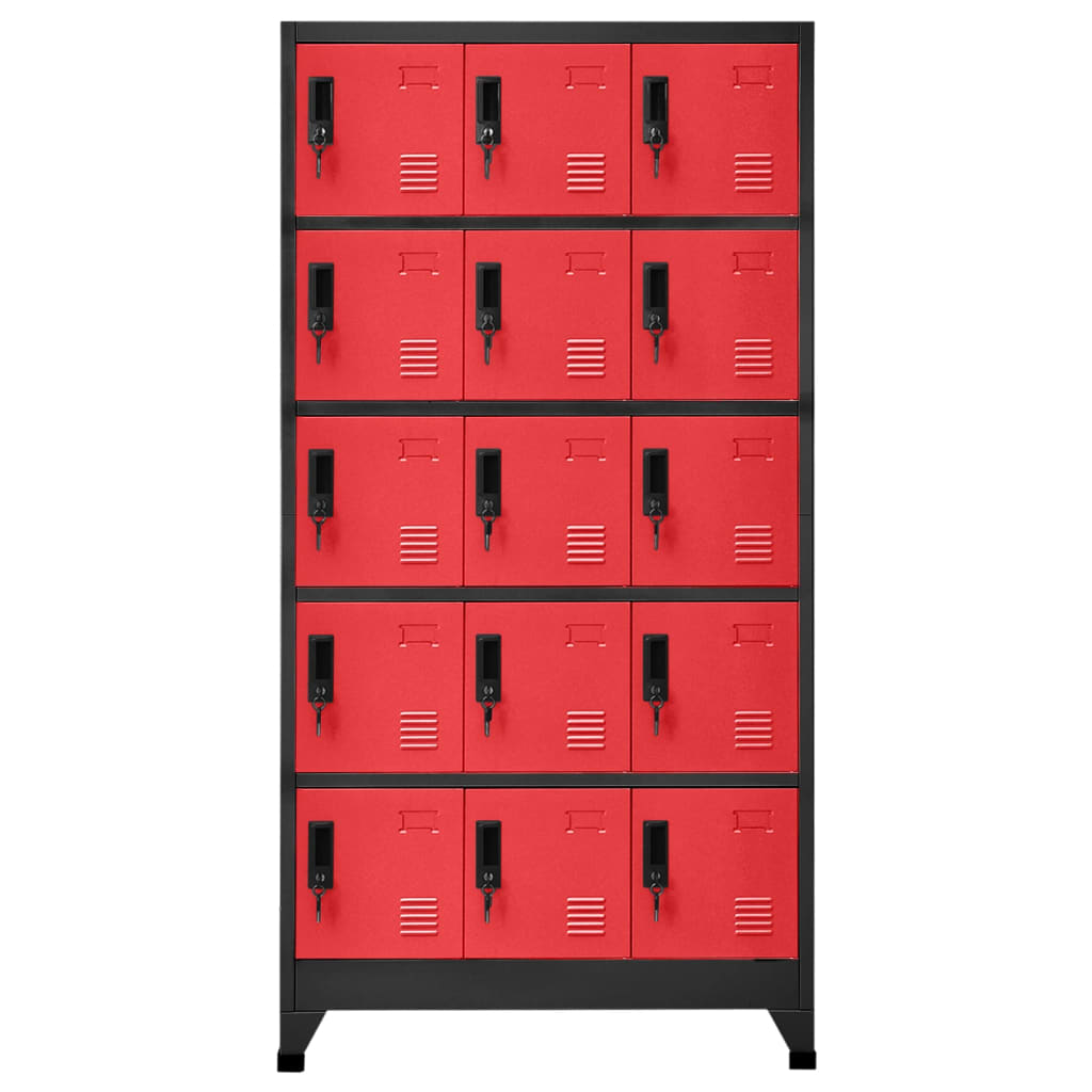 Armadietto con Serratura Antracite e Rosso 90x40x180cm Acciaio - homemem39