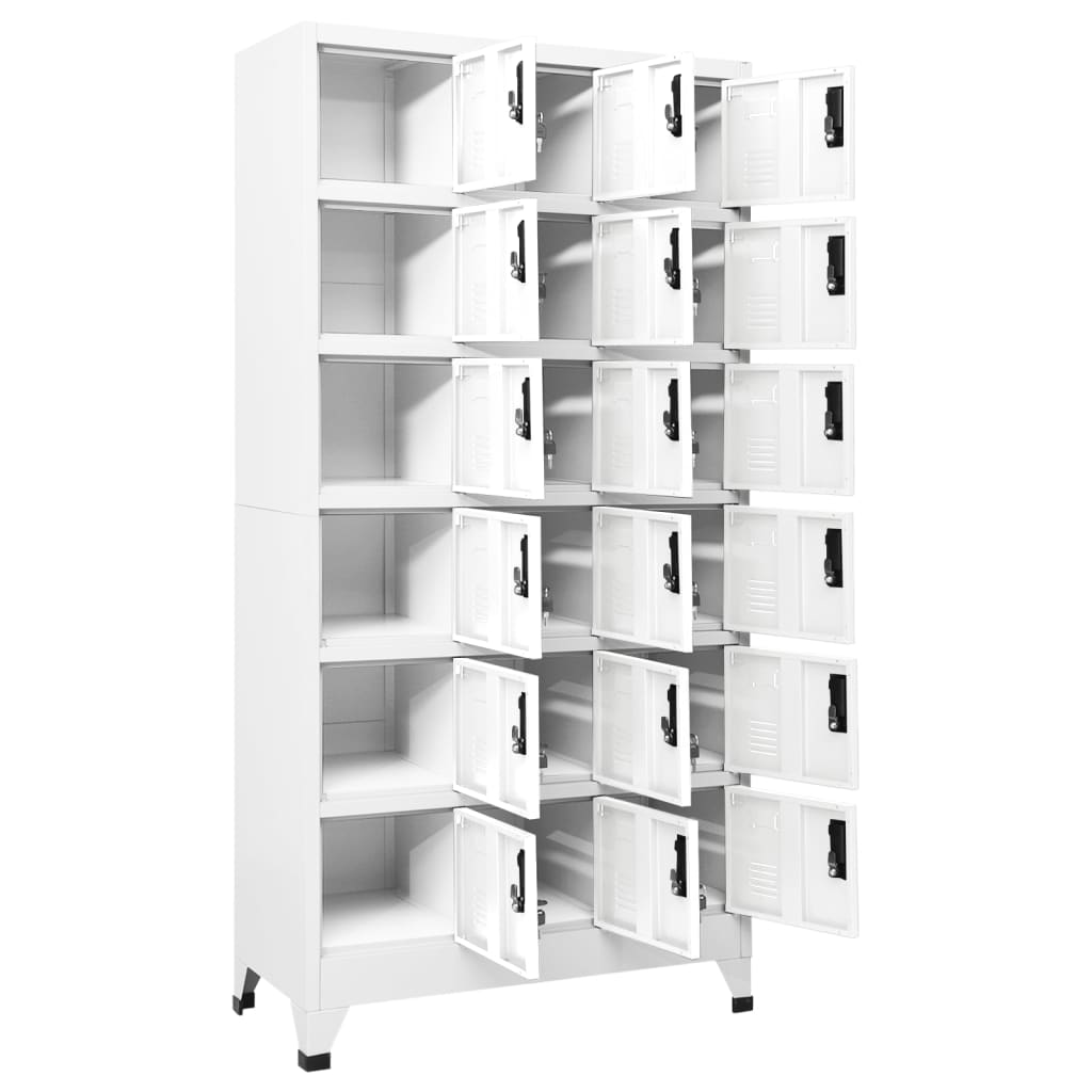 Armadietto con Serratura Bianco 90x40x180 cm in Acciaio - homemem39