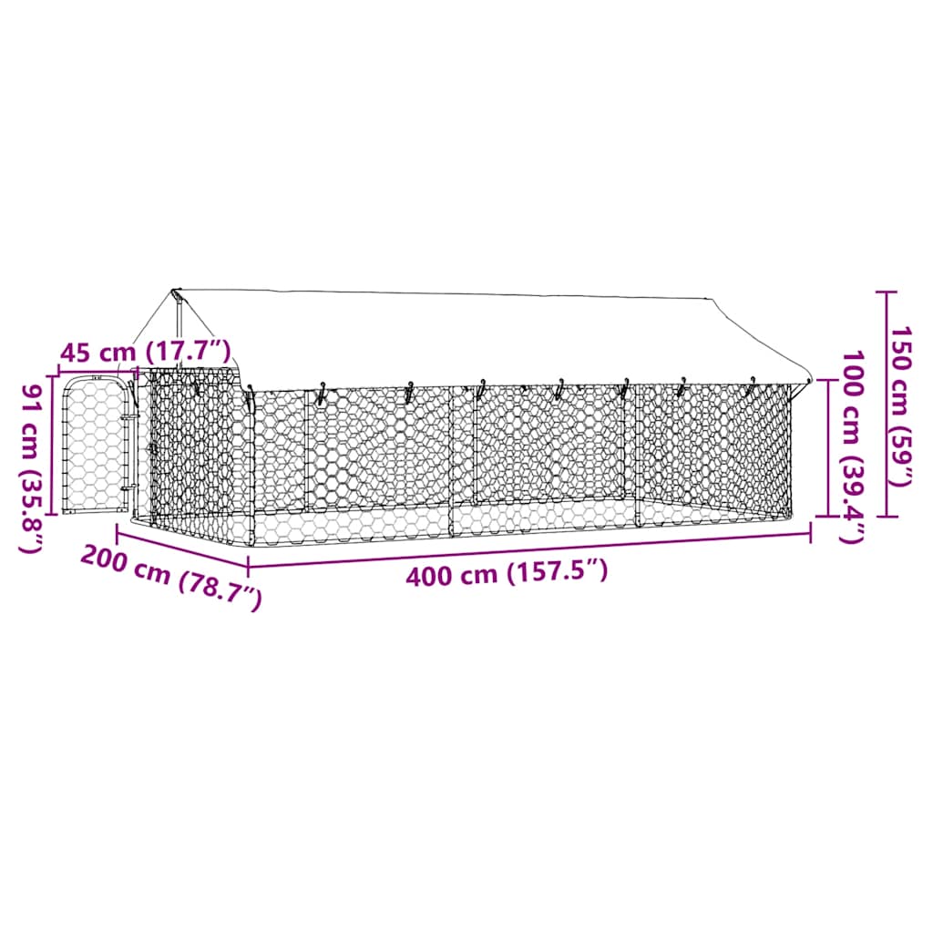 Gabbia per Cani da Esterno con Tetto 400x200x150 cm - homemem39