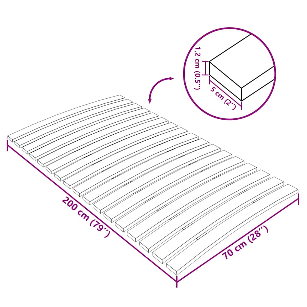 Rete di ricambio per letto con 17 doghe 70x200 cm | homemem39