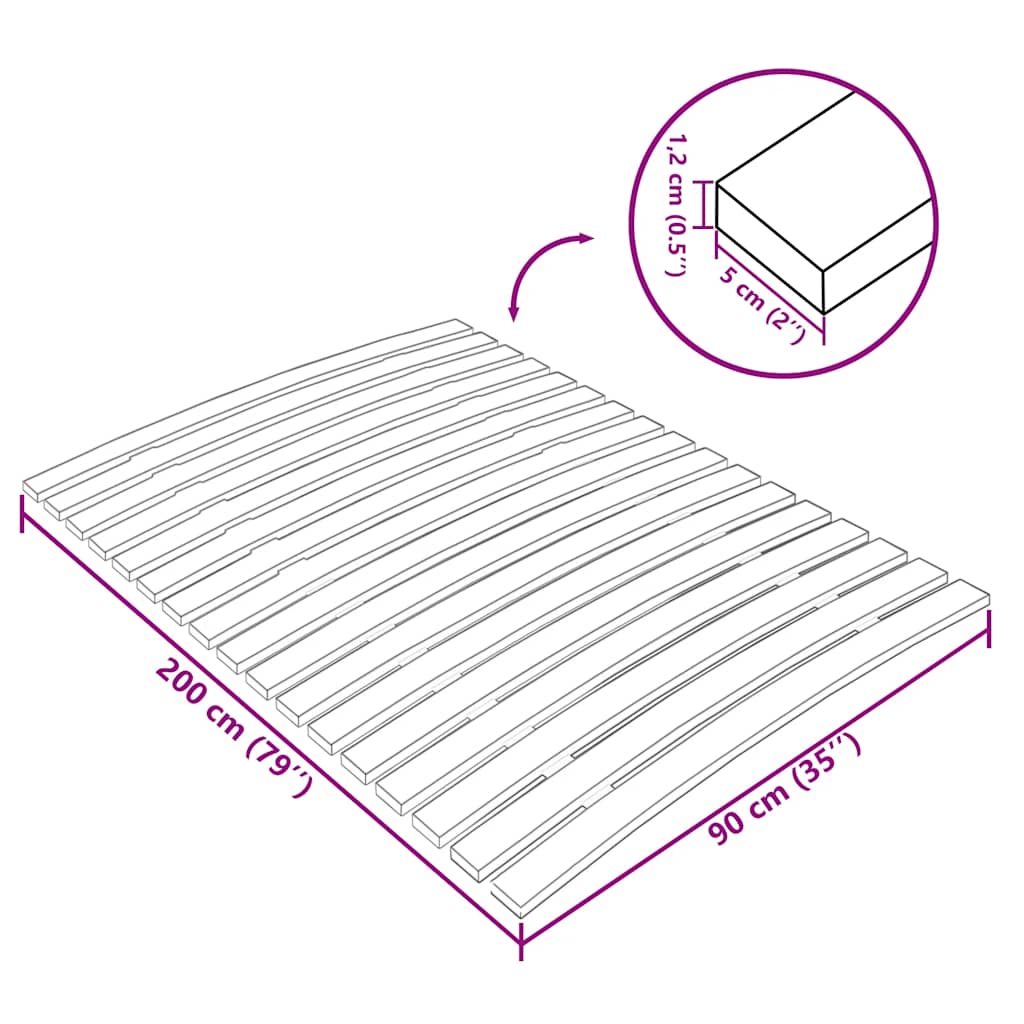 Rete di ricambio per letto con 17 doghe 90x200 cm | homemem39