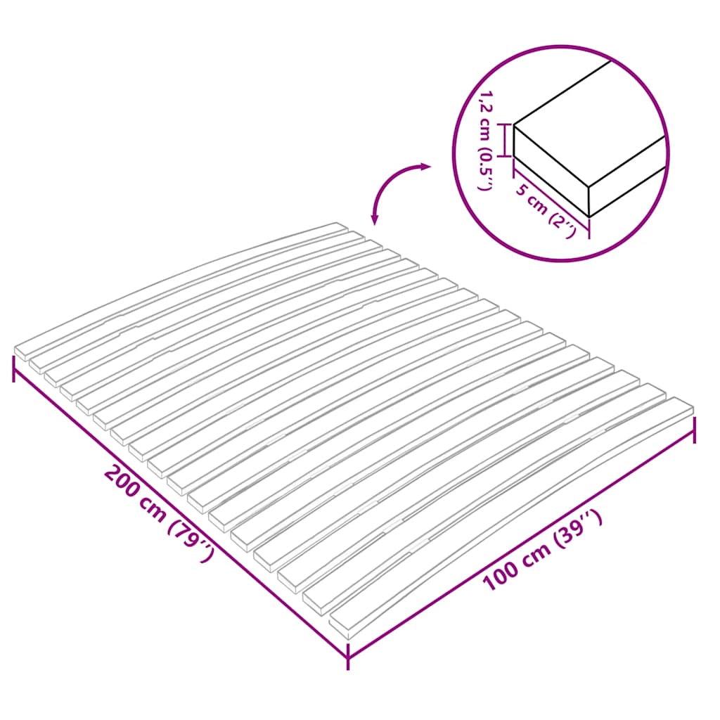 Rete di ricambio per letto con 17 doghe 100x200 cm | homemem39