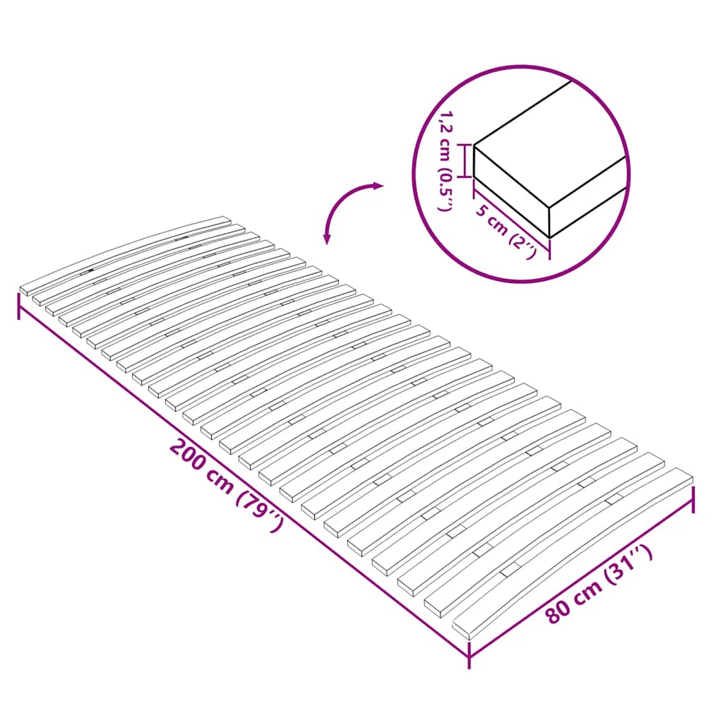 Rete di ricambio per letto con 24 doghe 80x200 cm | homemem39