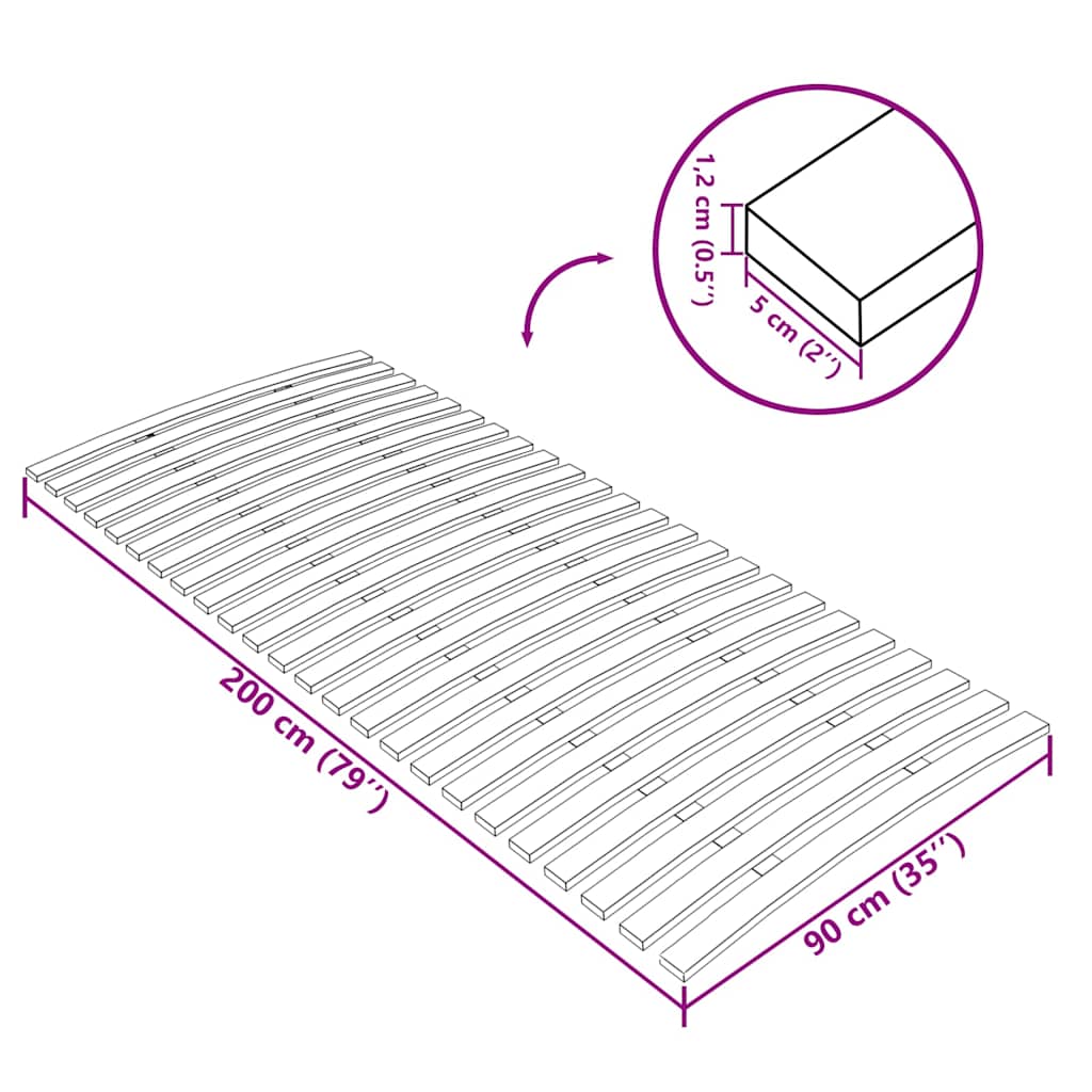 Rete di ricambio per letto con 24 doghe 90x200 cm | homemem39