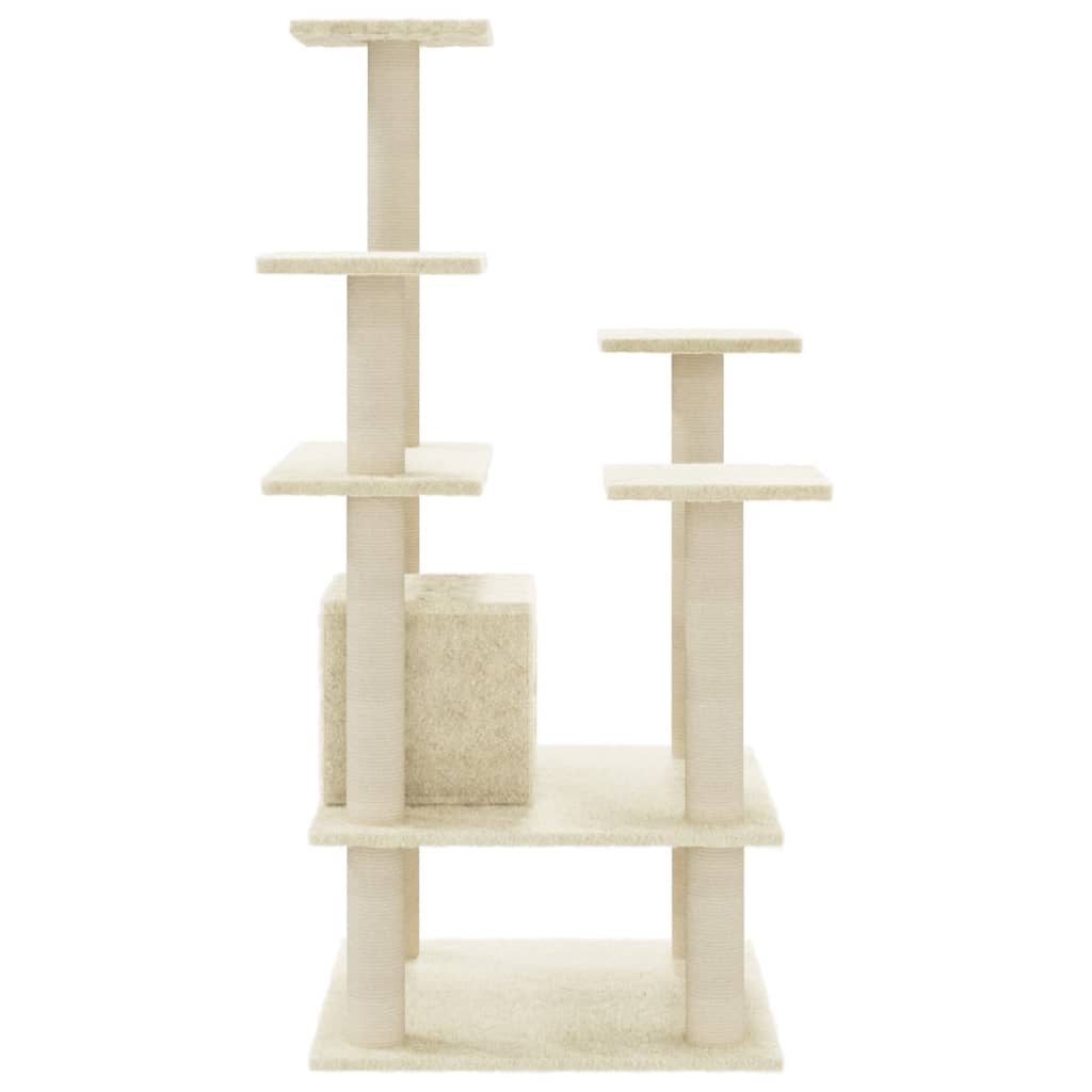 Albero per Gatti con Pali Tiragraffi in Sisal Crema 110 cm - homemem39