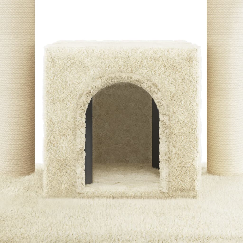 Albero per Gatti con Pali Tiragraffi in Sisal Crema 110 cm - homemem39