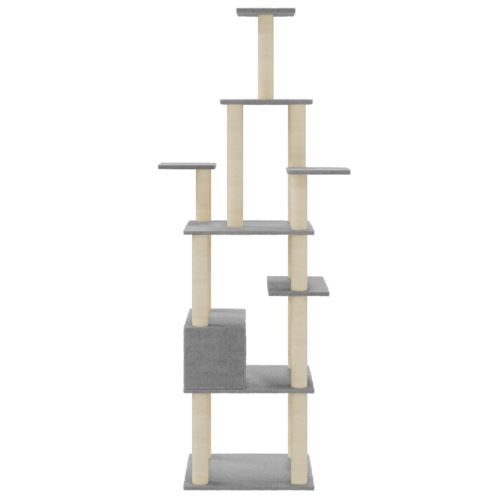 Albero per Gatti con Tiragraffi in Sisal Grigio Chiaro 183 cm - homemem39