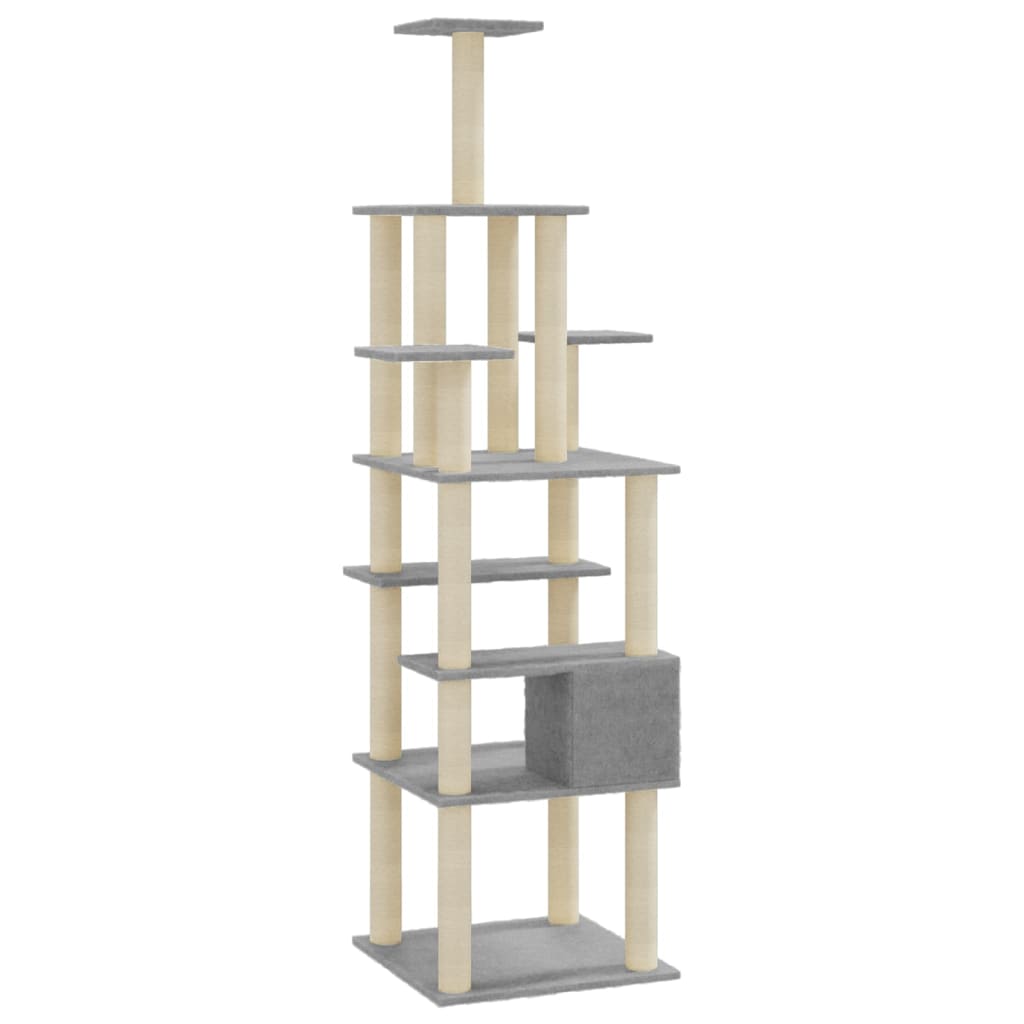 Albero per Gatti con Tiragraffi in Sisal Grigio Chiaro 183 cm - homemem39