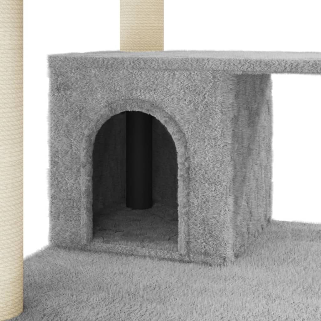 Albero per Gatti con Tiragraffi in Sisal Grigio Chiaro 183 cm - homemem39