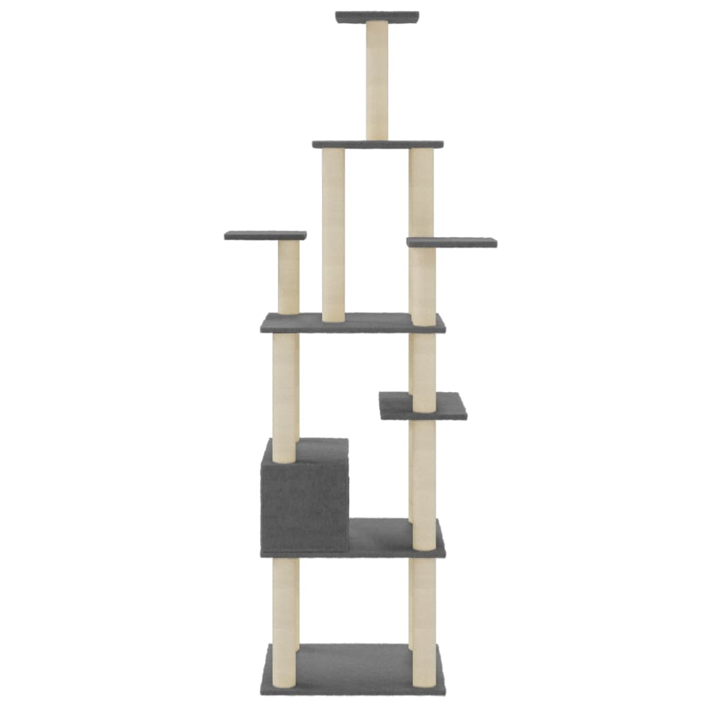 Albero per Gatti con Tiragraffi in Sisal Grigio Scuro 183 cm - homemem39