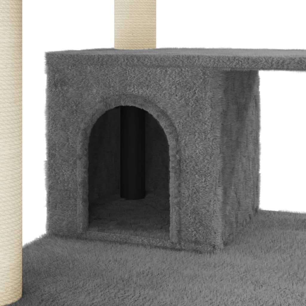 Albero per Gatti con Tiragraffi in Sisal Grigio Scuro 183 cm - homemem39