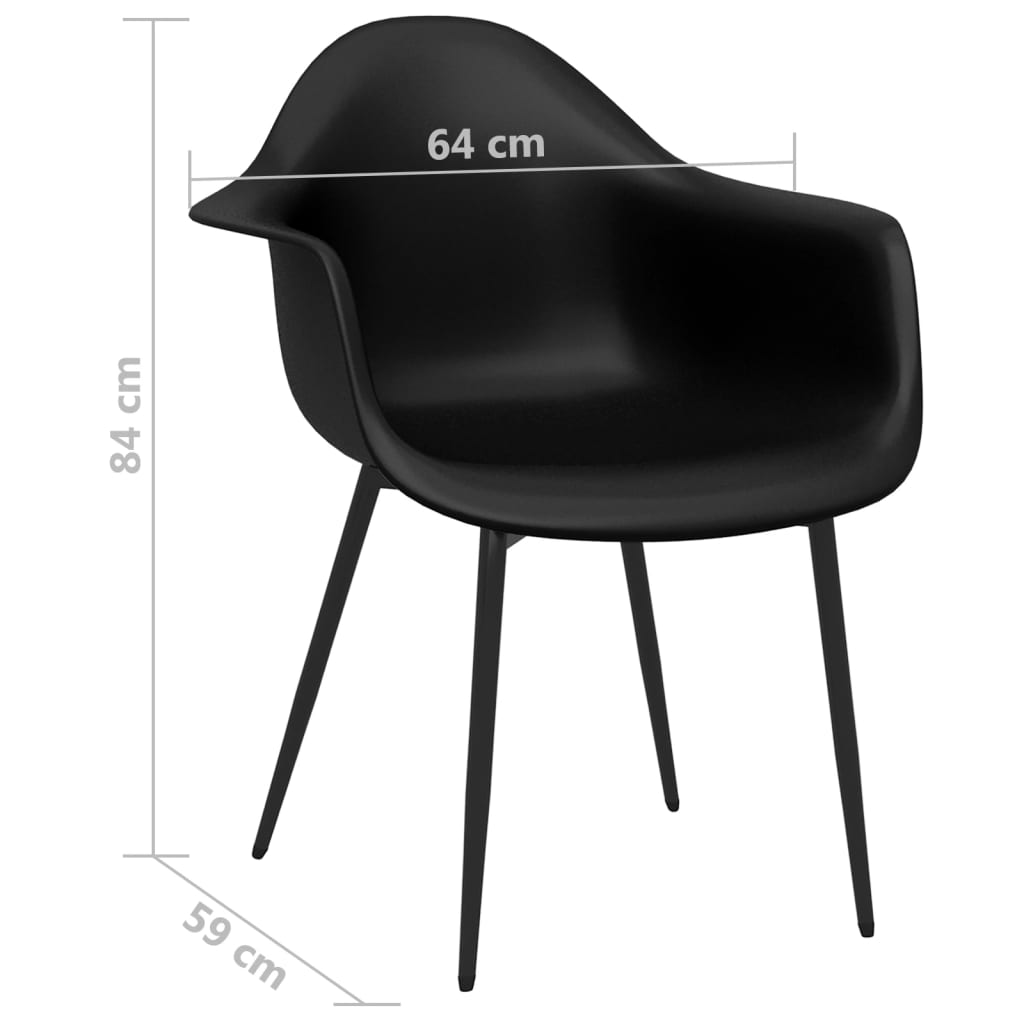 Sedie da Pranzo 6 pz Nere in PP - homemem39
