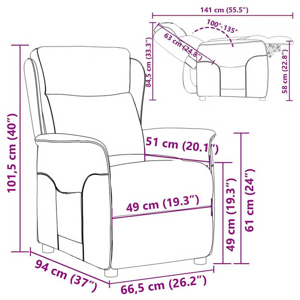 Poltrona reclinabile Crema 66.5 x 94 x 101.5 cm Poliestere | homemem39