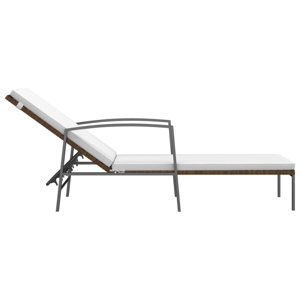 2 pcs Sun Loungers with Brown Polyrattan Table
