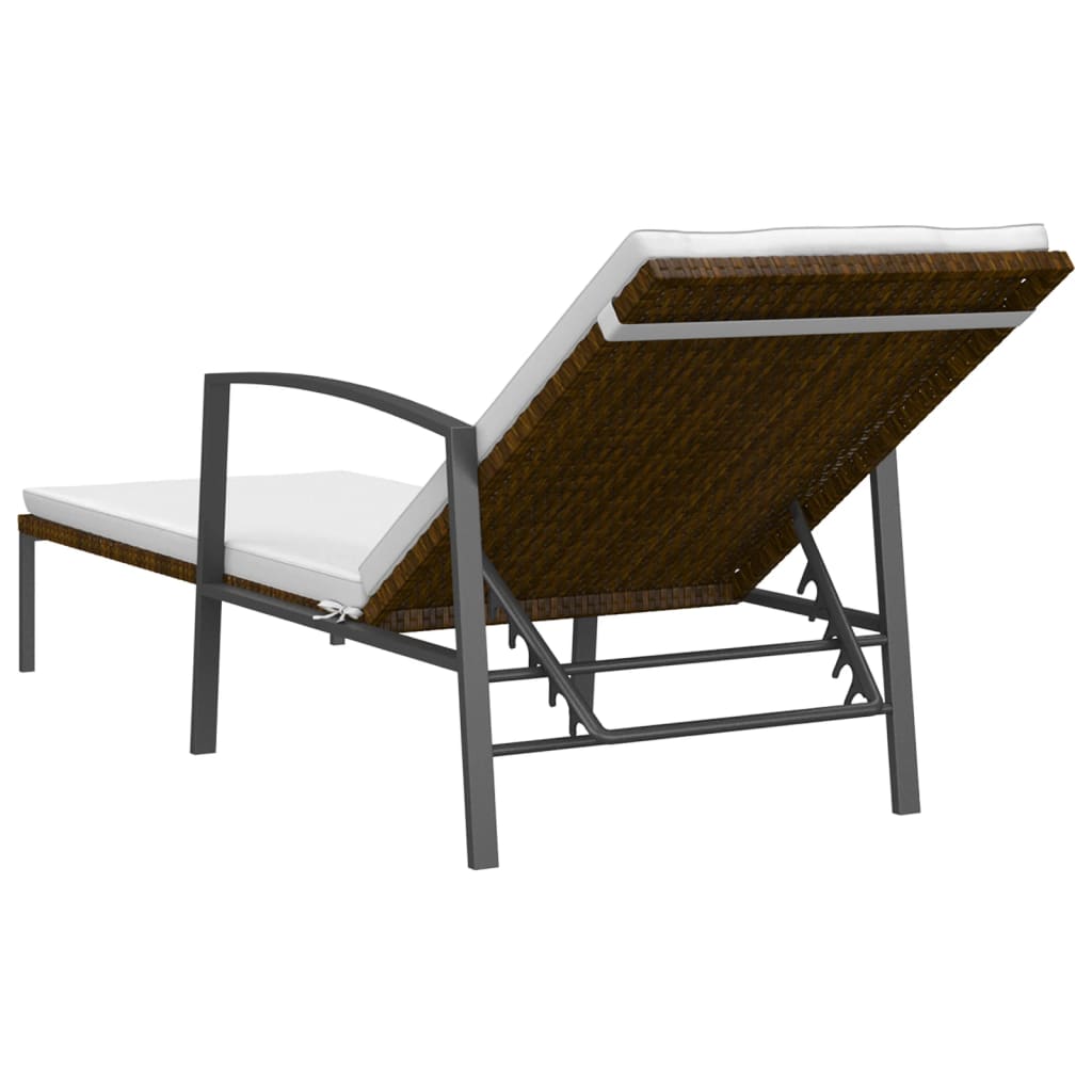 2 pcs Sun Loungers with Brown Polyrattan Table