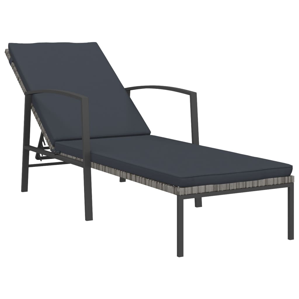 2 pcs Sun Loungers with Gray Polyrattan Table