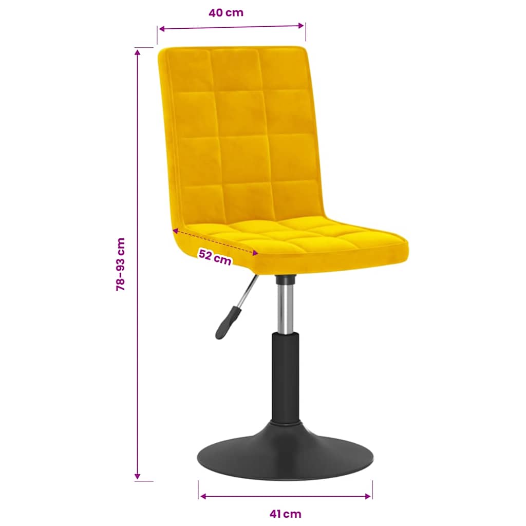 Sedie da Pranzo Girevoli 6 pz Giallo Senape in Velluto | homemem39