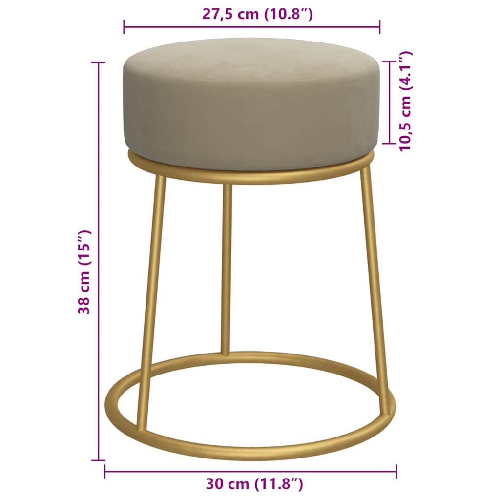 Sgabello Rotondo Grigio Scuro in Velluto - homemem39
