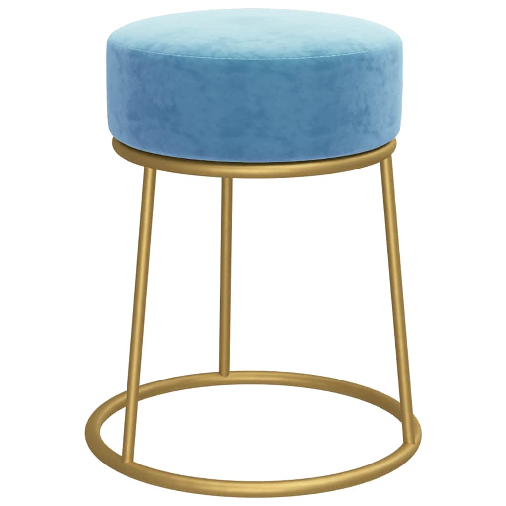 Sgabello Rotondo Azzurro in Velluto - homemem39
