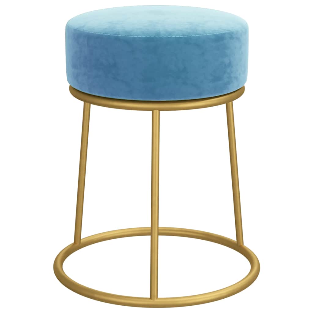Sgabello Rotondo Azzurro in Velluto - homemem39