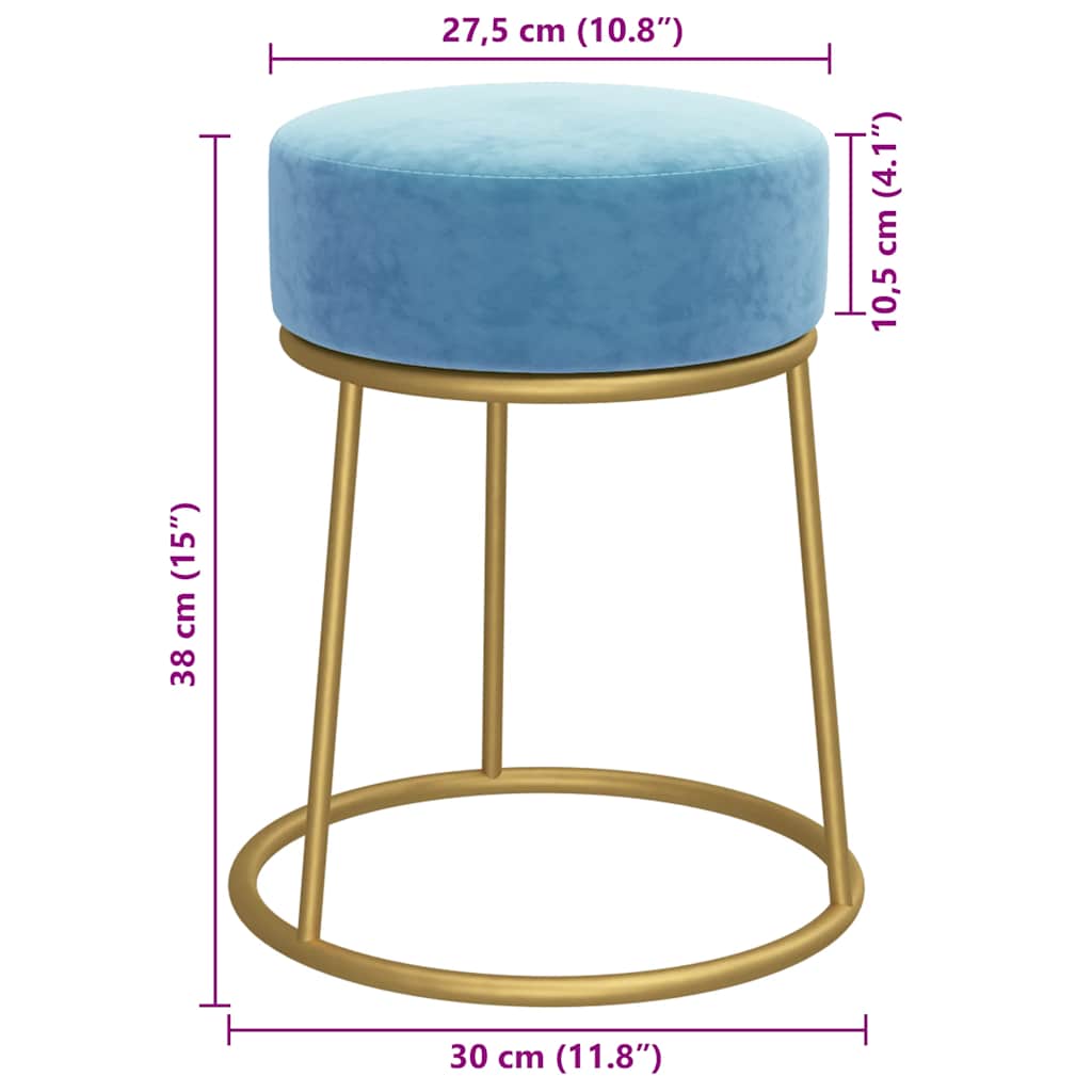 Sgabello Rotondo Azzurro in Velluto - homemem39