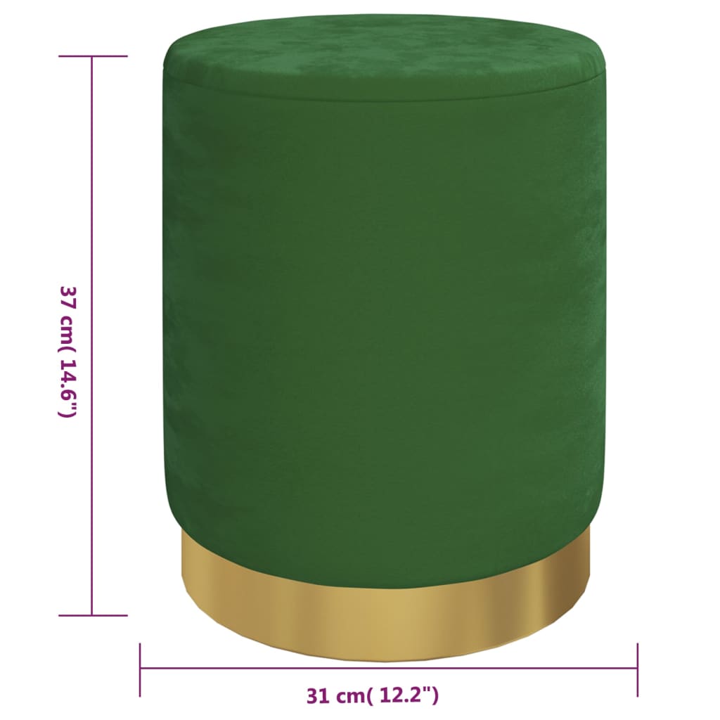 Sgabello Rotondo con Contenitore Verde in Velluto 31 x 37 cm - homemem39