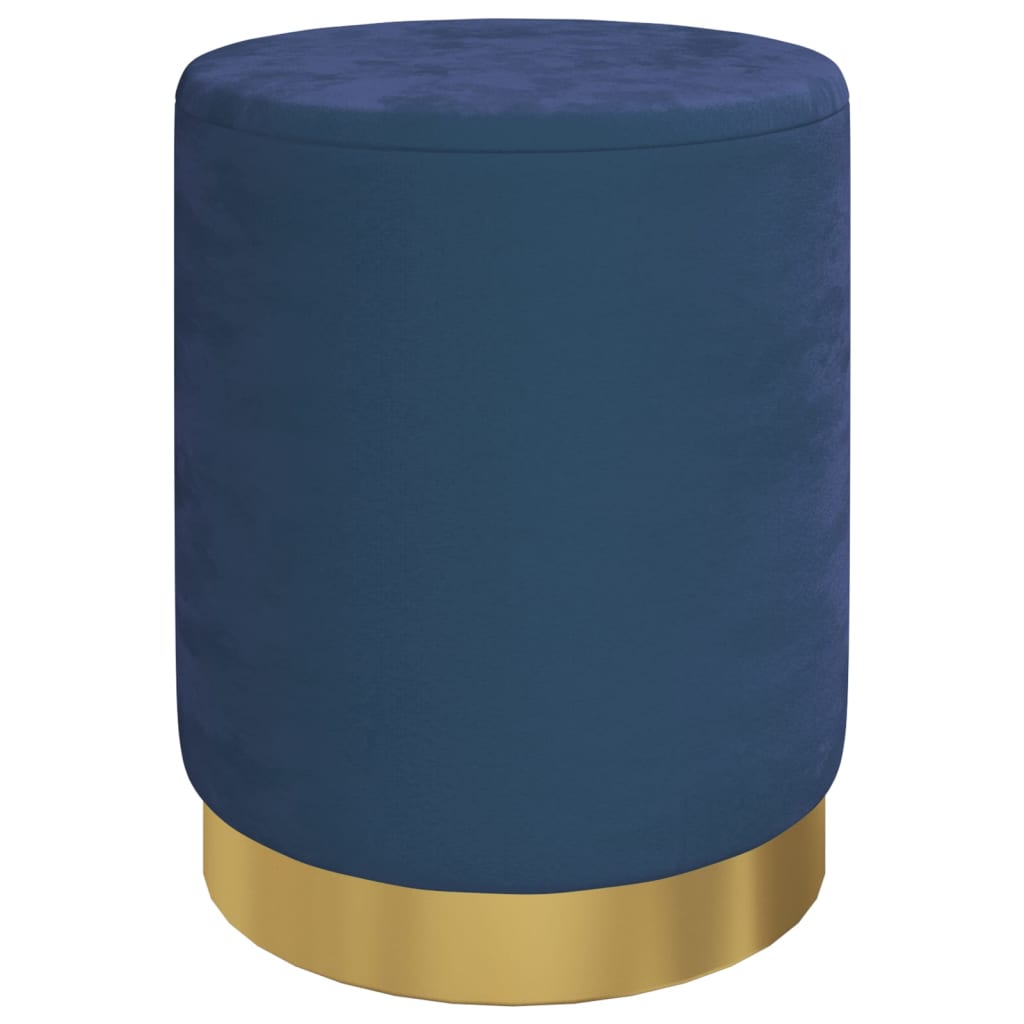 Sgabello Rotondo con Contenitore Azzurro in Velluto 31 x 37 cm - homemem39