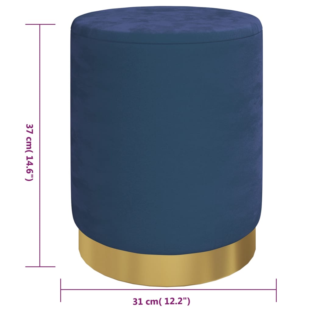 Sgabello Rotondo con Contenitore Azzurro in Velluto 31 x 37 cm - homemem39