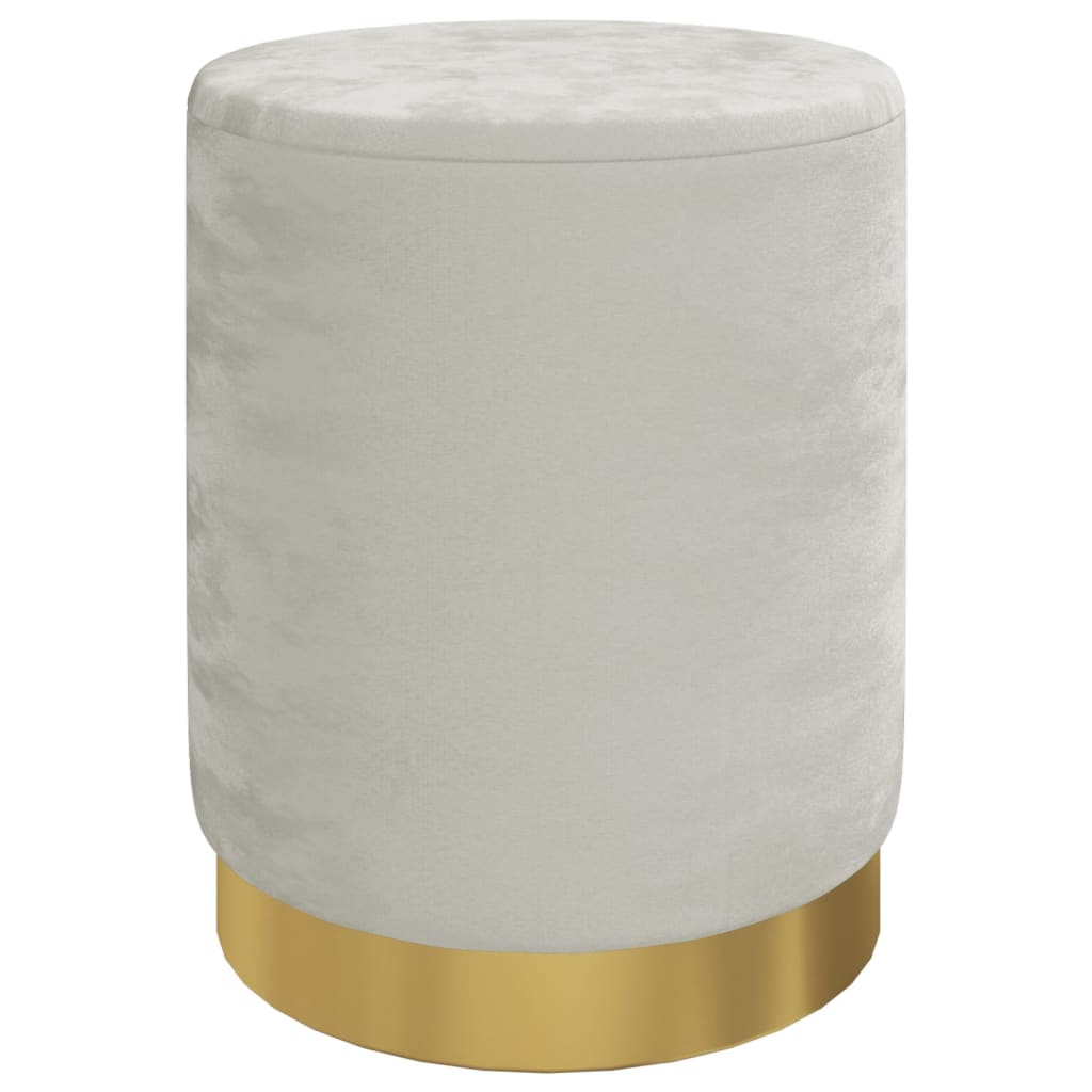 Sgabello Rotondo con Contenitore Grigio Chiaro in Velluto 31 x 37 cm - homemem39