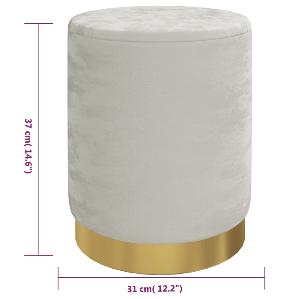Sgabello Rotondo con Contenitore Grigio Chiaro in Velluto 31 x 37 cm - homemem39